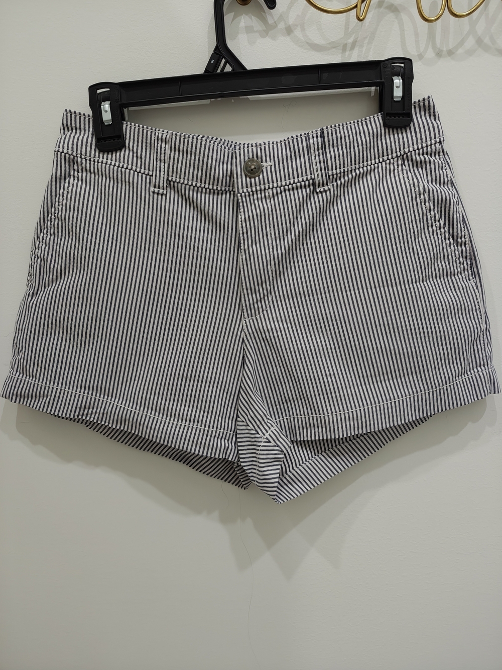 GAP Striped Women's Cotton Blend Shorts - Navy & White - Picture 2 of 8